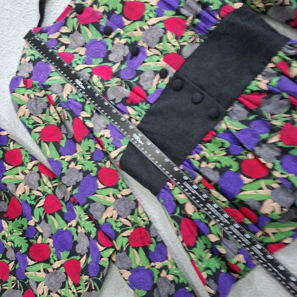 Vintage 80s Se Lah Skirt Suit 12 Bold Red Purple Floral Peplum Blazer‎ 2 Piece